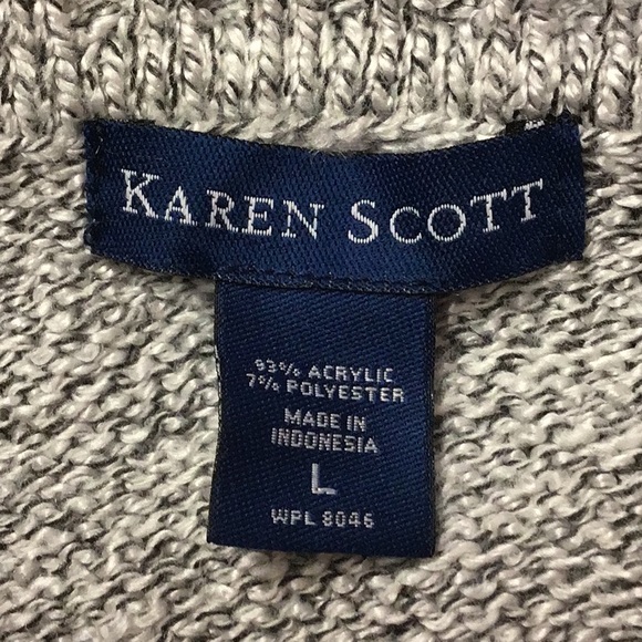 KAREN SCOTT woman’s warm looking winter sweater sz L black & white - Picture 5 of 7